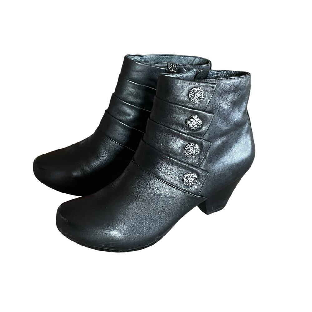 DANSKO Baker Women's Size 37/6.5-7 Black Nappa Leather Side Zip Ankle Boots - Picture 9 of 9